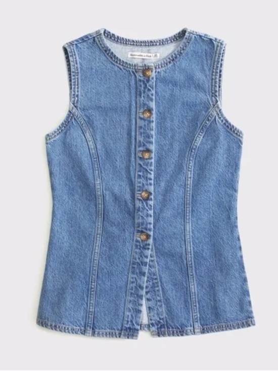 Abercrombie & Fitch Tops - Abercrombie & Fitch Medium Wash Denim Tie Back Vest